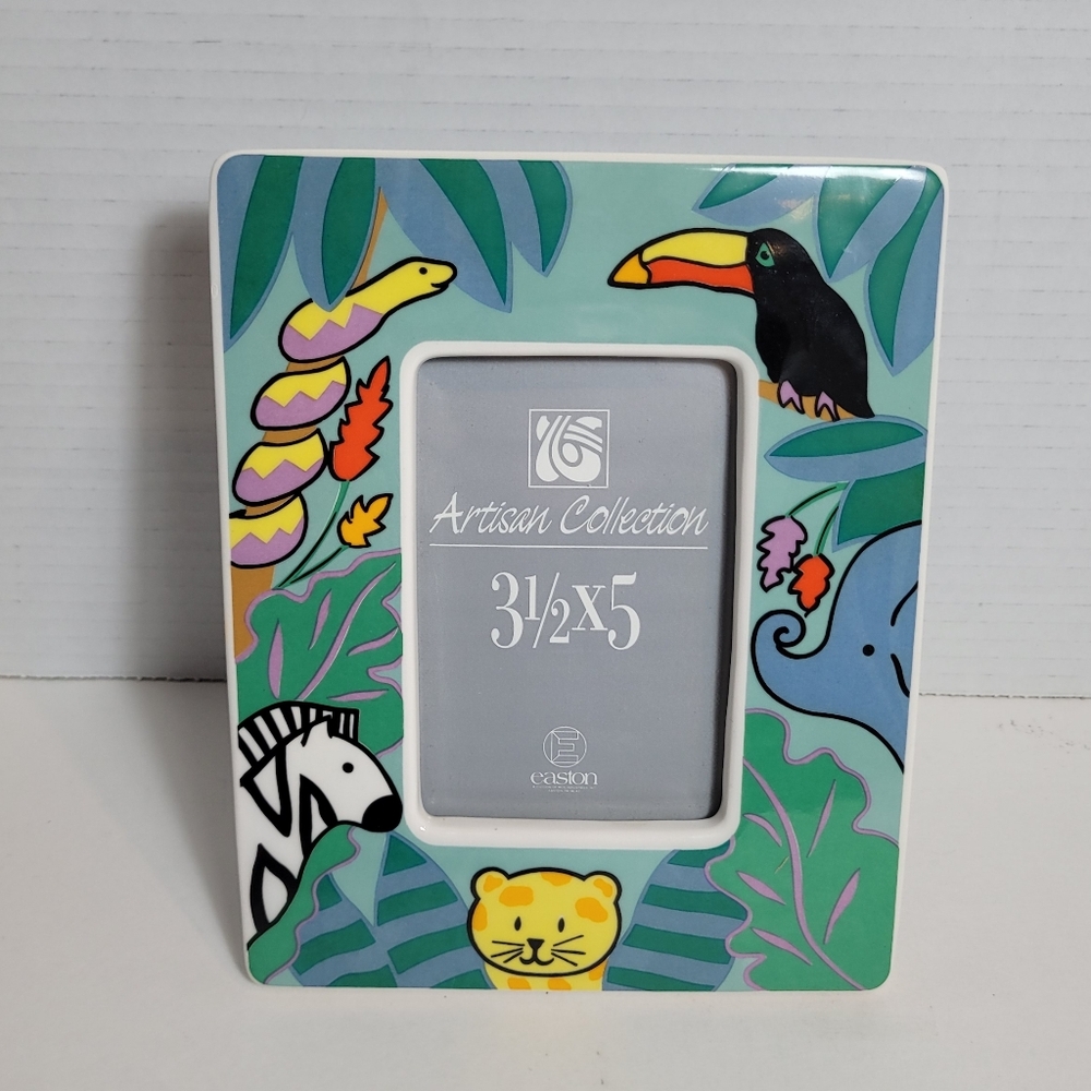 Easton Ceramic Tabletop Picture Frame Jungle Pattern 3.5 X 5